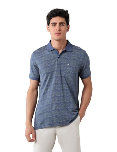 Arrow Sports Men's Floral Regular Fit Polo Shirt (ASAJTS3489_Indigo