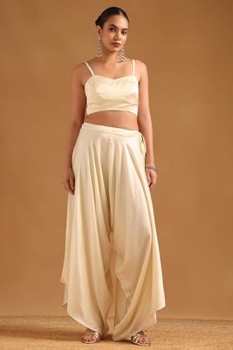 Soch Womens Gold Viscose Botanical Kaftan Suit With Stones And Sequins