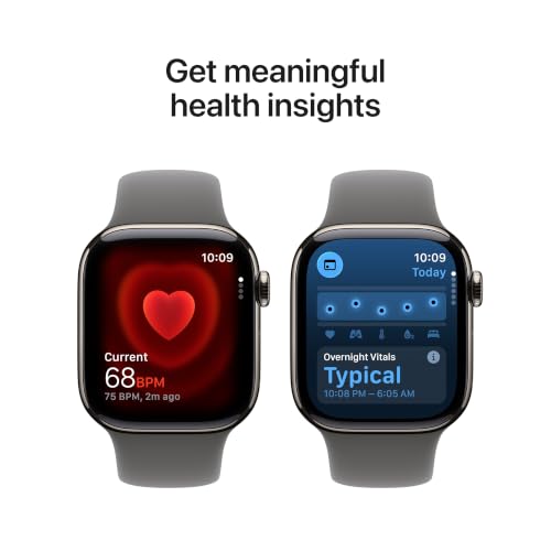 Apple Watch Series 11 GPS + Cellular 42mm Natural Titanium Case with Stone Grey Sport Band - M/L