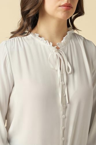 Women White Solid Casual Top