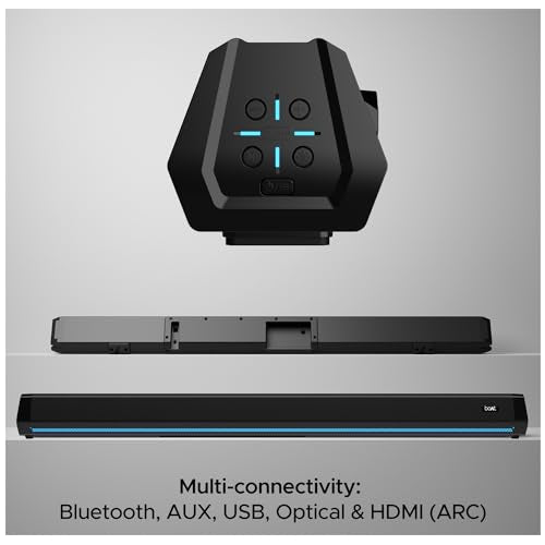 boAt Aavante Bar 2700 300W Signature Sound, 2.1CH with Wired Subwoofer, Multi-Compatibility, EQ Modes, Remote Control, Bluetooth Sound Bar, Home Theatre Soundbar Speaker (Midnight Black)