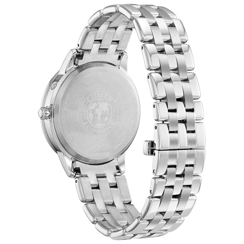Citizen Stainless Steel Womens Calendrier Analog Diamond Mother-Of-Pearl Dial Stainless Case Bracelet Watch, Band Color-Silver