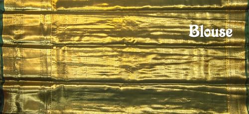 VFCollections Women's Traditional Handloom Kanchipuram Silk Pure Pattu Sarees | Rich Zari Woven Design | Unstitched Blouse (VFC576-2)