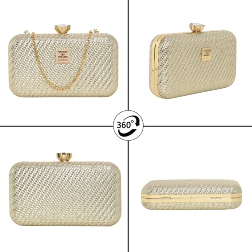 ESBEDA Gold Color Sparkle Luxe Women’s Clutch For WomensStylish Clutch | Gift Bag For Women