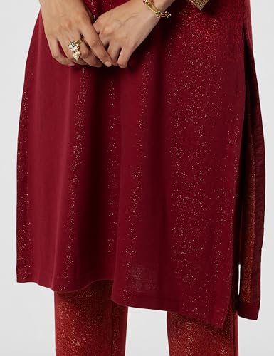 Biba Women Polyester Blend Solid YARNDYED STRAIGHT MIX AND MATCH Suit Set(WINTER W2226_RED MAROON_36)
