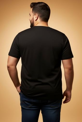 Khakey Men's Round Neck Half Sleeve Pure Cotton Plus Size T-Shirt| Black and Maroon tshirt's | Pack of 2