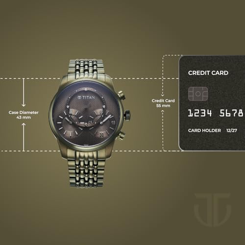 Titan Micromotors Analog with Independent Hour, Minute and Second Sub-Dial and Olive Dial Olive Stainless Steel Strap Watch for Men - 90179QM01
