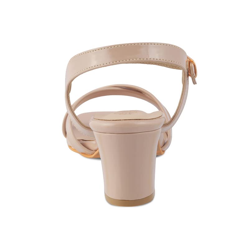 tresmode 239-ROCHELLE Beige Women Dress Block Heel Sandals EU/37 UK/4