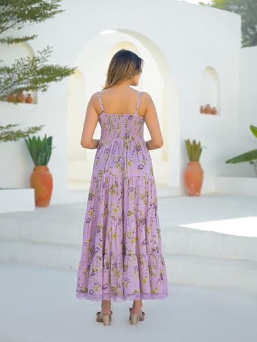 Divena Light Purple Shoulder Strap Cotton Dress