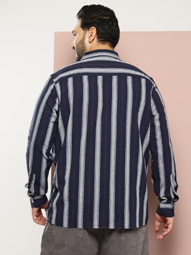 Thomas Scott Men | Plus Size | Regular Fit | Long Sleeves | Spread Collar | Shepherd Checks | 100% Cotton | Casual | Shirt (TS1792PS_Navy_4XL)