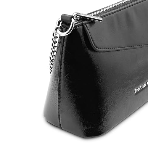 Fastrack MiniBae Sling | Black Faux-Leather Women’s Handbag | Silver Hardware & Spacious Main Compartment