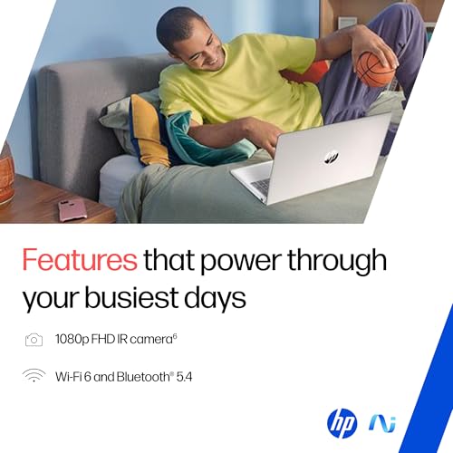HP OmniBook 3 AMD Ryzen AI 5 330 Next Gen AI Laptop, (24GB DDR5, 1TB SSD), Anti-Glare,15.6''/39.6cm FHD, Win11,Office24, Silver,1.7kg, FHD Camera with Shutter, Fingerprint Reador, Backlit KB fn0074AU