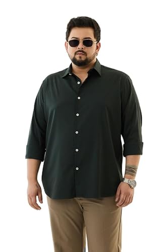 SNITCH Men Casual Shirt | Regular Fit Full Sleeve Point Collar Solid Design | Premium Polyester Blend & Wrinkle-Resistant Fabric for Office & Everyday Wear | Dark Green