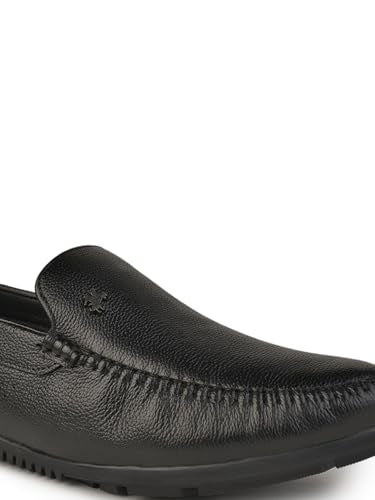 STELIAN Full Grain Natural Leather Black Casual Loafer for Men