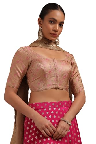 Soch Womens Beige Tussar Floral Print Padded Blouse
