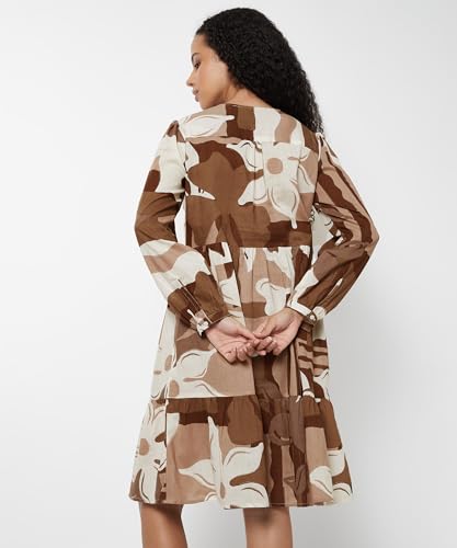 Max Women Printed Tiered Dress(White_S)