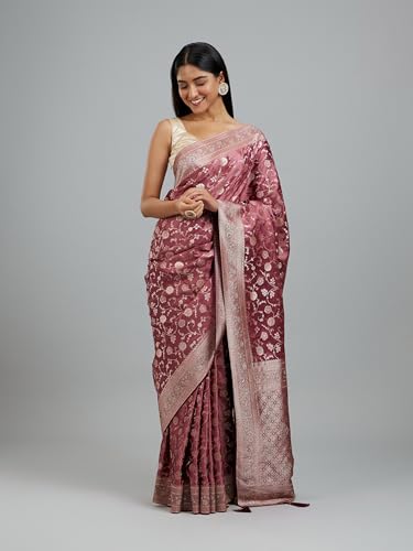 MOHEY Women's Art Silk Weave Saree with Blouse Piece(Dusty Pink)