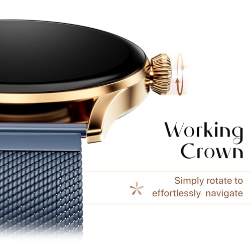 Fire-Boltt Glitz Women Smart Watch with 1.19” AMOLED Display, Bluetooth Calling, Rotating Crown, Always On Display, 1000 Nits Brightness, IP68 Waterproof Deep Navy
