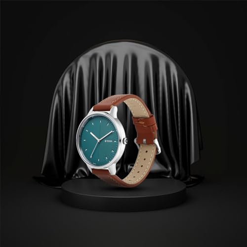 Titan Workwear Quartz Analog Teal Green Dial Tan Leather Strap Watch for Women - 2648SL01