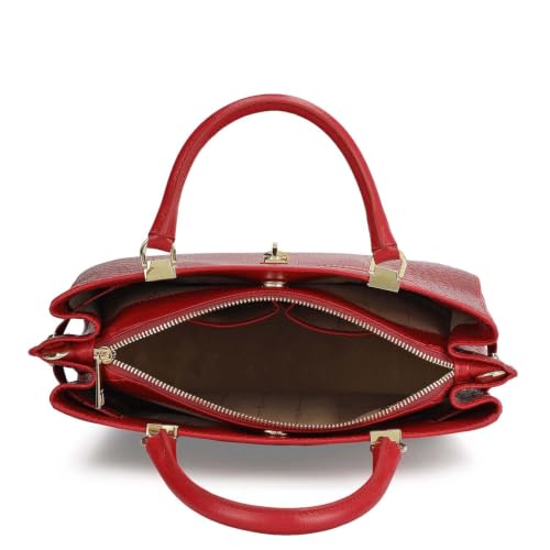 Da Milano Leather Satchel Bag for Women - Plumberry Purple (LB-00723)