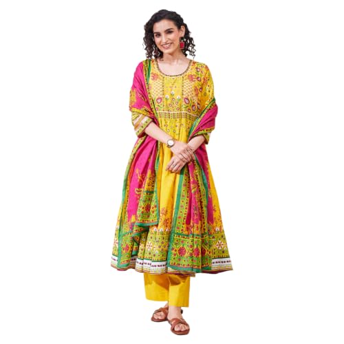BIBA Cotton Printed Anarkali Semi_Formal Kurta Set