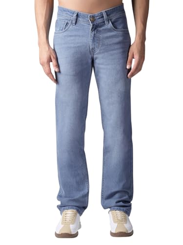 LOUIS STITCH Men’s Solid Light Blue Mid Rise Raw Wash Regular Fit Jeans (LSJNS-CF-BU04-32)