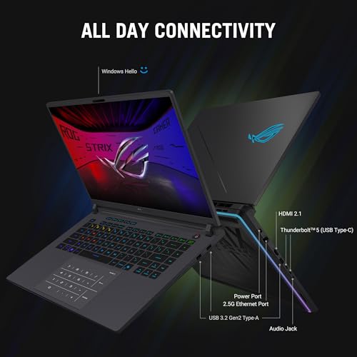 ASUS ROG Strix G16 (2025) Gaming Laptop, 16” ROG Nebula 16:10 2.5K 240Hz/3ms, NVIDIA® GeForce RTX™ 5070 Ti, Intel® Core™ Ultra 9 Processor 275HX, 32GB DDR5, 1TB SSD, Wi-Fi 7, Win11 Home, G615LR-AS96