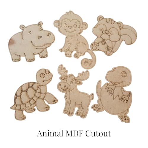 Half Engineer Gifts - HE DIY Wooden Animal Painting Kit with Personalised Box for Kids | 6 Cute MDF Animal Cutouts 5mm Thick with Colors, Brushes, Palette & Magnets | Art & Craft Activity Toy