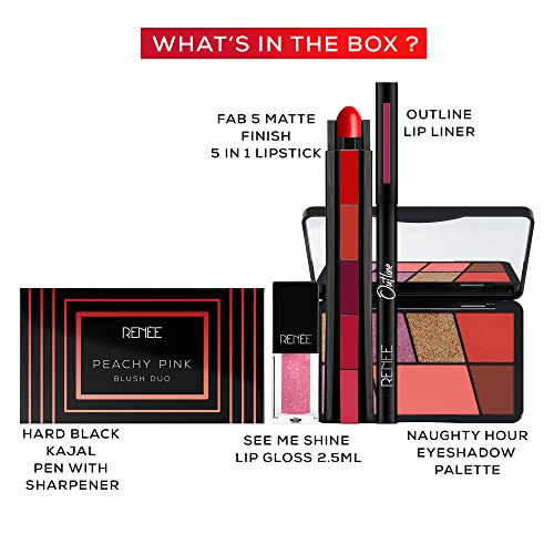 RENEE Date Look Makeup Kit Combo| Includes Eyeshadows, Blush Palette, Lipsticks, Kajal & Lip Gloss| Best Gifts For Girlfriend, Wife, Women, Girls