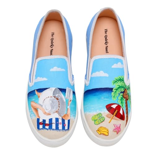 THE QUIRKY NAARI Beach Breeze Slipons For A Stylish Touch | Blue | 7 UK