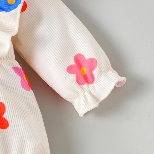 Hopscotch Girls Full Sleeves White Floral Bow Applique Bodysuits For Ages (6-9 Months)