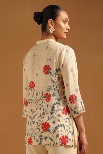 Soch Womens Cream Muslin Botanical Tunic