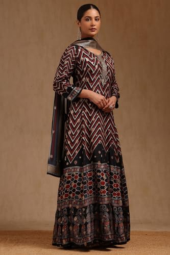 Soch Women's Russian Silk Floor Length Gown (SMUA5CD2092_Black