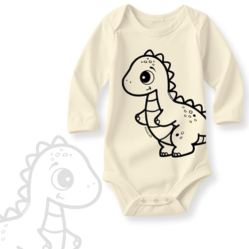minicult Premium Baby Onesies Bodysuit Full Sleeves – Pack of 5 | 200 GSM Cotton | Snap Button | Unisex Newborn Bodysuit Set| Soft & Breathable(Dino Full Sleeves)(9-12 Months)