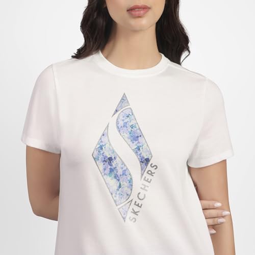 Skechers Women's Floral Diamond Classic Crew T (TS181A-WHT_XS)