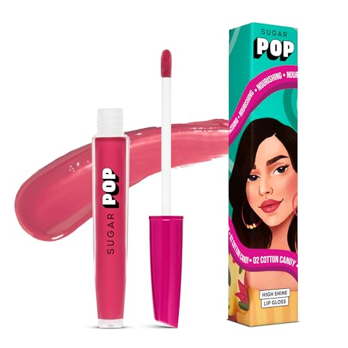 SUGAR POP High shine Lip Gloss - 02 Cotton Candy - 3.5 ml | Richly Pigmented | Hyaluronic-Infused | Vitamin E, jojoba oil & shea butter enriched