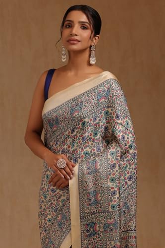 Soch Womens Blue Art Silk Floral Print Saree