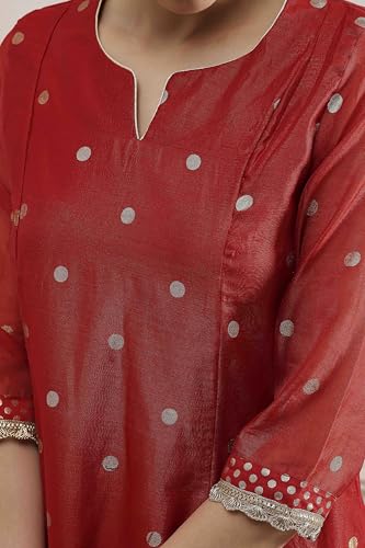 Biba Women's Polyester Kurta Set (SKDUTSV31131AW25RED_Red