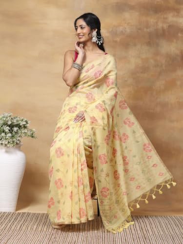 Meena Bazaar Art Silk Saree For Women |YELLOW Colour