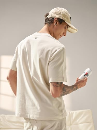 THE BEAR HOUSE Men Cotton Graphic Printed Tshirt Beige