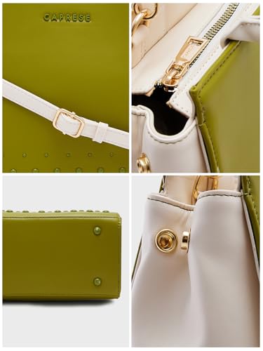 Caprese Donna Medium Satchel Bag for Women with Adjustable & Detachable Strap and Multiple Compartments | Versatile Shoulder, Crossbody & Handheld Bag for Work, Travel, and Everyday Use (Olive)