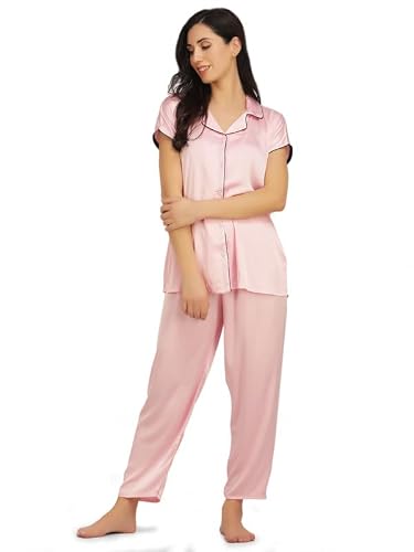KOI SLEEPWEAR Satin Baby Pink Nightsuit for Women (XX-Large)