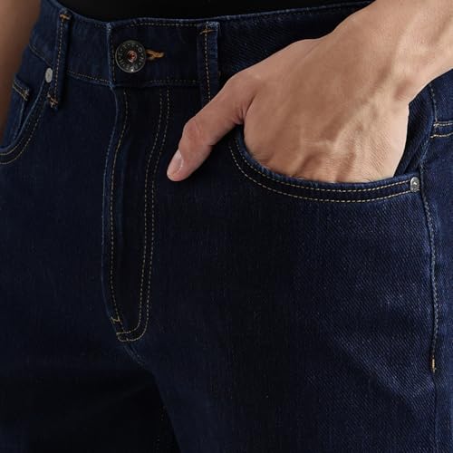 United Colors of Benetton Solid Slim Tapered Fit Lounge Jeans (Size : 34) - 25A4LOJE1325I901 Blue