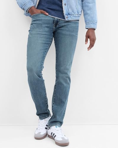 GAP Men’s Mid-Wash Skinny Fit Mid Rise Stretchable Jeans, Medium Blue,30/32