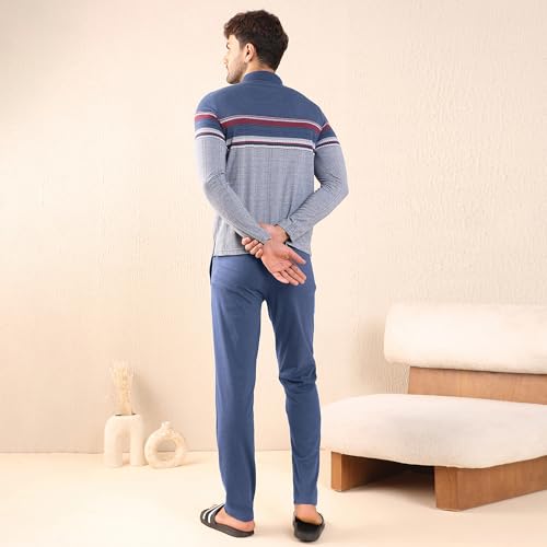 Sweet Dreams Men's Textured Printed Pyjama Set
