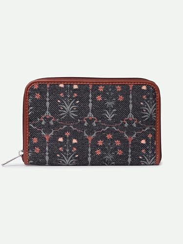 ZOUK Women Taj Guldasta Floral Printed Handcrafted Classic Zipper Wallet Clutch Purse