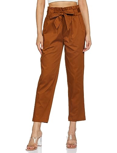 Amazon Brand - Symbol Women's Slim Casual Pants (SYM-AW22WTR-803_Brown_L)
