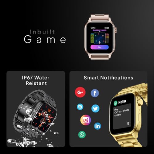 Fire-Boltt Rise Luxe Bluetooth Calling Smart Watch, 1.85”HD Display,AI Outfit Watch Face, 2 Looks in 1 Watch, Extra Straps at ₹99, 120+ Sports Modes, Metal Smartwatch for Men & Women (Rose Gold)