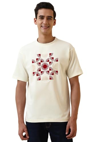 Men White Print Crew Neck T-Shirt