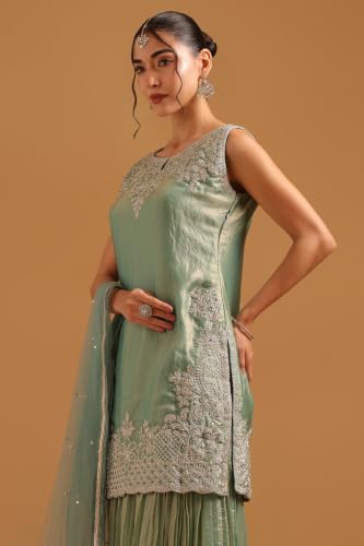 Soch Womens Sap Green Fendi Zari Embroidery Salwar Suit